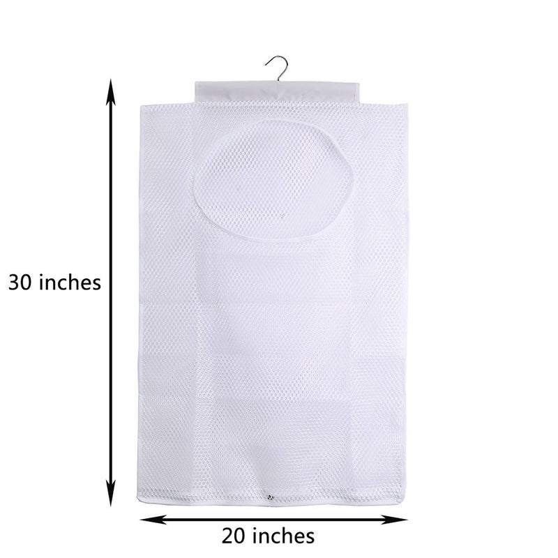 ALYER Breathable Mesh Laundry Hamper,Foldable Hanging Closet Storage Basket,Portable Space Saving Dirty Clothes Bag (White) - Image 2